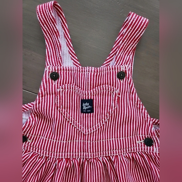 OshKosh B’gosh Baby Red & White Striped Overalls Dress Cotton 18 Month Vestbak - Picture 2 of 10